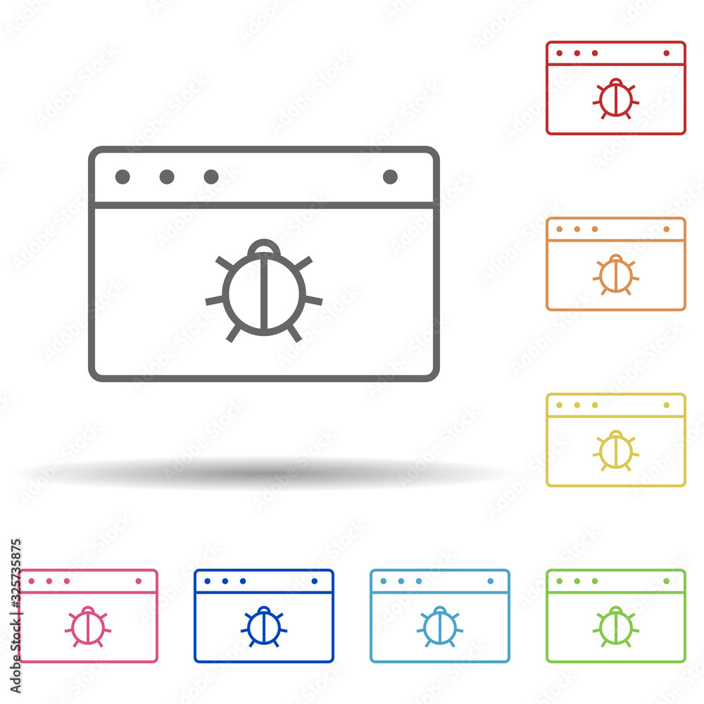 Aufkleber bug in the browser in multi color style icon. simple thin line, outline vector of virus antivirus ic