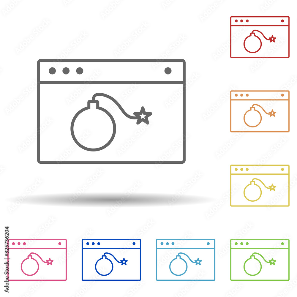 Poster bomb in the browser in multi color style icon. simple thin line, outline vector of virus antivirus i