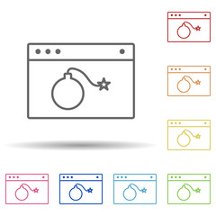 Bomb in the browser in multi color style icon. Simple thin line, outline vector of virus antivirus icons for ui and ux, website or mobile application