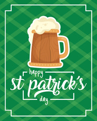 happy st patricks day card with beer drink
