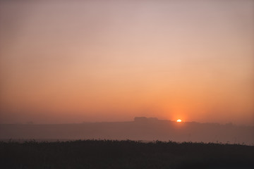 Sunrise in countryside of Czech Bohemia region