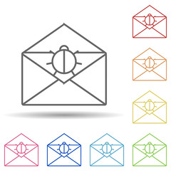 Beetle in an envelope in multi color style icon. Simple thin line, outline vector of virus antivirus icons for ui and ux, website or mobile application