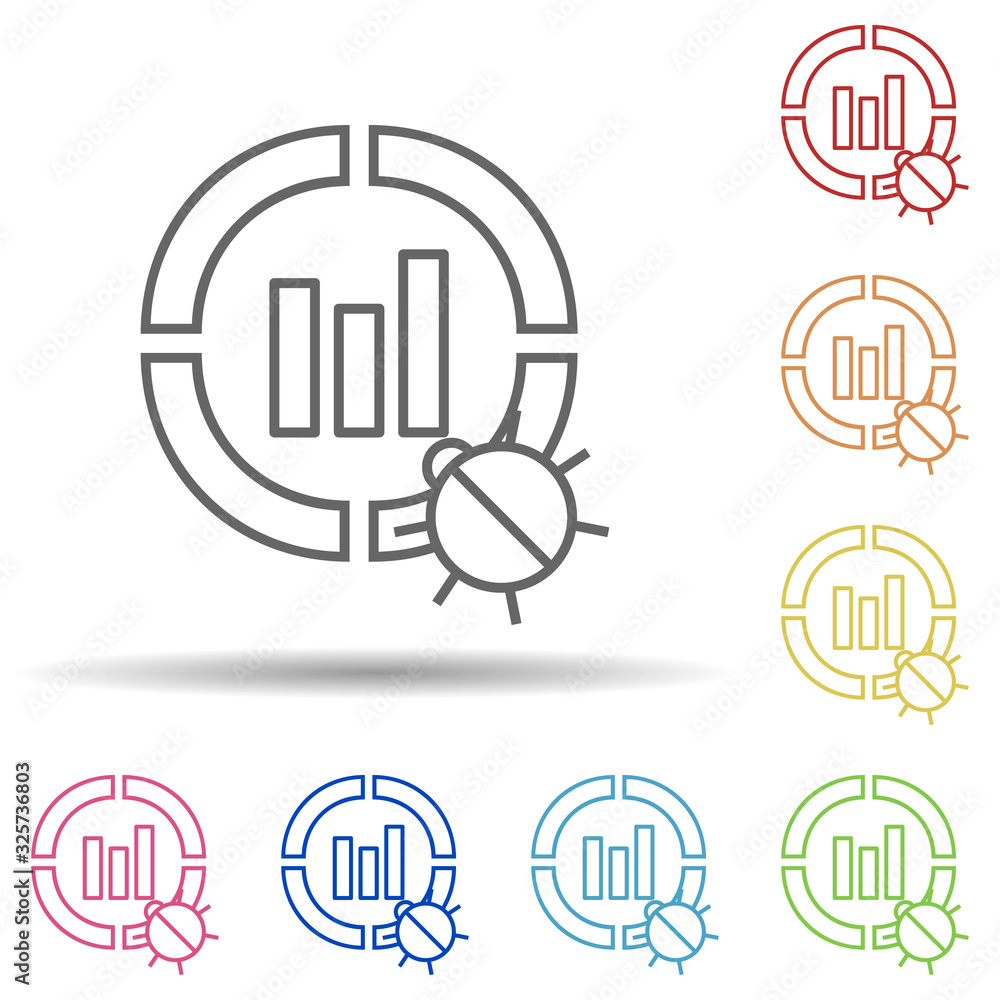 Poster beetle in financial terms in multi color style icon. simple thin line, outline vector of virus antiv