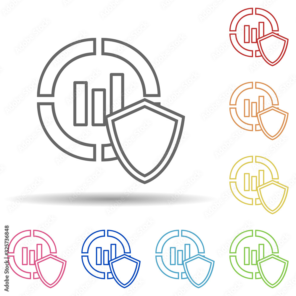 Poster protection of financial indicators in multi color style icon. simple thin line, outline vector of vi