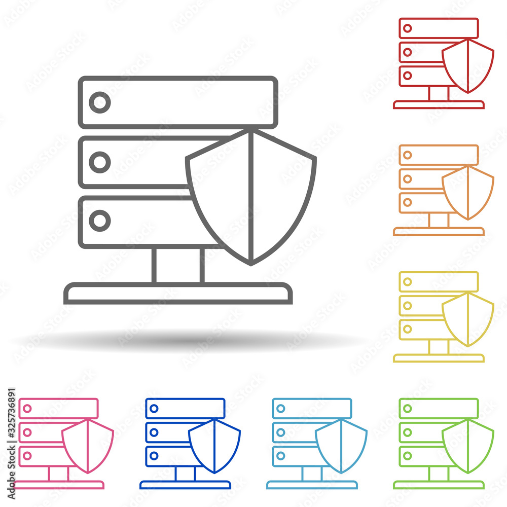 Poster shield protection in multi color style icon. simple thin line, outline vector of virus antivirus ico