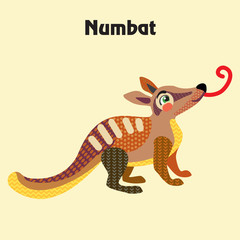 Vector cartoon numbat