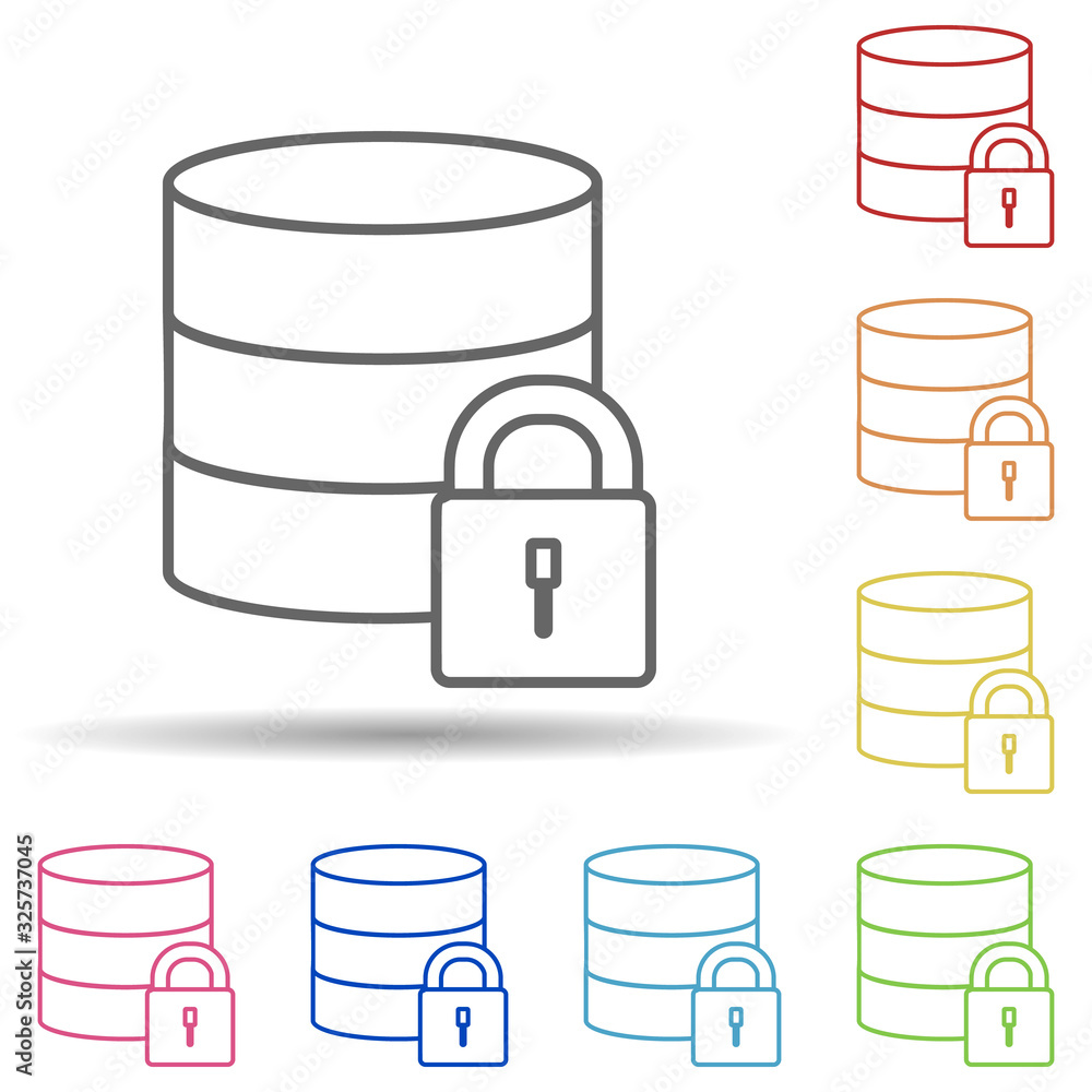 Poster lock in coins in multi color style icon. simple thin line, outline vector of virus antivirus icons f