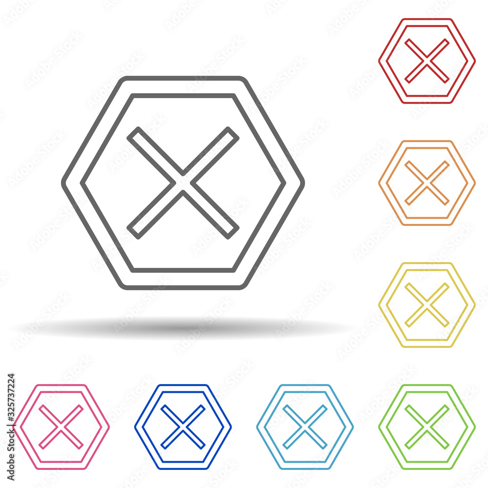 Poster the six-pointed star and the cross in multi color style icon. simple thin line, outline vector of vi