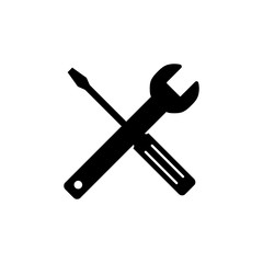 Repair icon isolated on white background. Wrench and screwdriver icon. Settings vector icon. maintenance. Tools