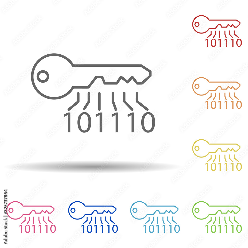 Poster electronic key in multi color style icon. simple thin line, outline vector of virus antivirus icons 