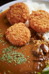 Curry rice with deep fried croquette 