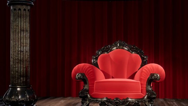luxurious theater curtain stage with chair