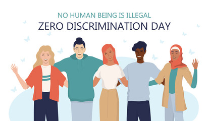 Zero discrimination day web or ad banner. Equal rights
