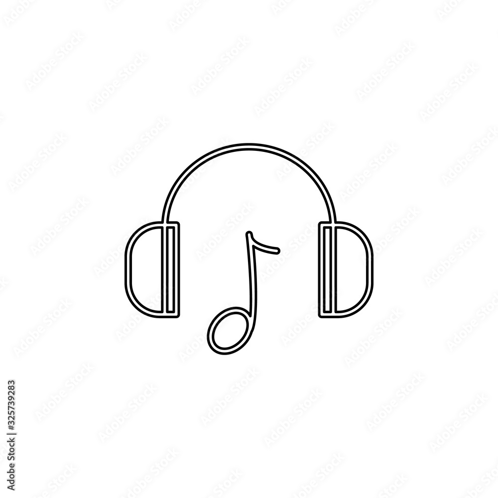 Poster headphones with music icon. simple thin line, outline vector of web icons for ui and ux, website or 