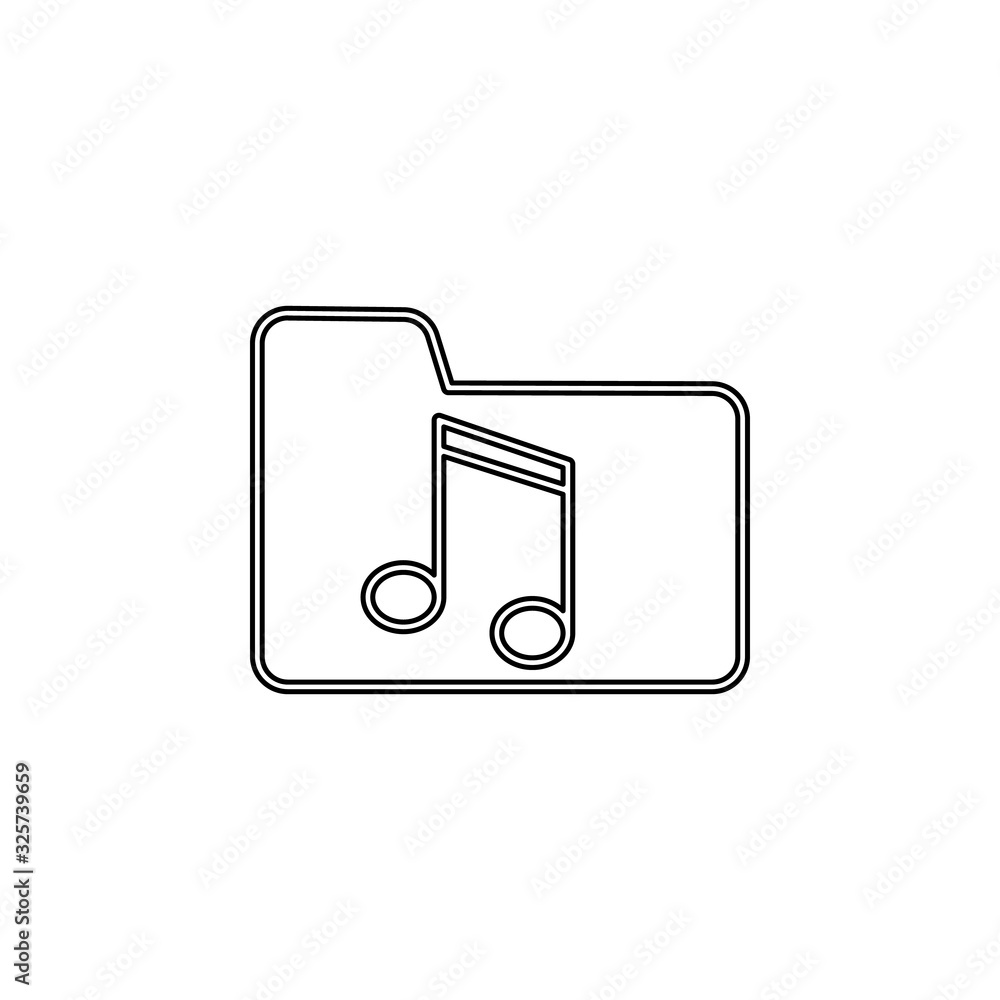 Poster folder with music icon. simple thin line, outline vector of web icons for ui and ux, website or mobi