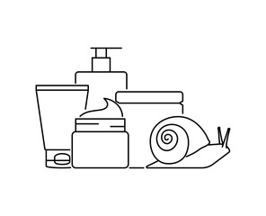 Snail skin care beauty products vector illustration