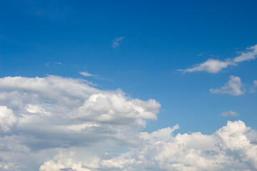 Bright blue sky with white clouds for background or wallpapers