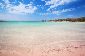 Elafonissi beach with pink sand on Crete, Greece