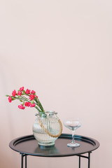 Bouquet of carnations in a beautiful vase
