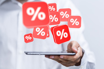 Discount and commission concept 3d