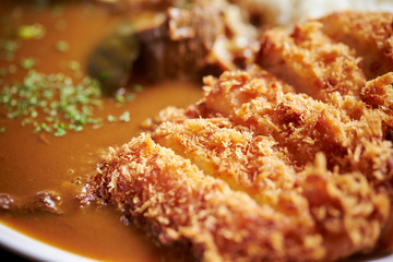 Pork cutlet with curry rice 