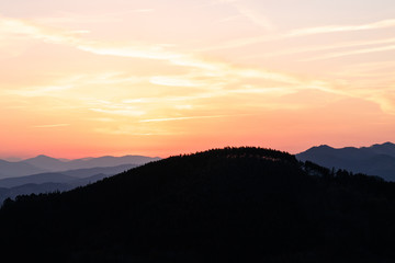 landscape in the mountains at sunset