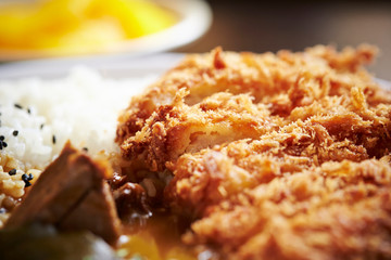 Pork cutlet with curry rice 