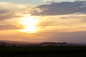 landscape in the mountains at sunset