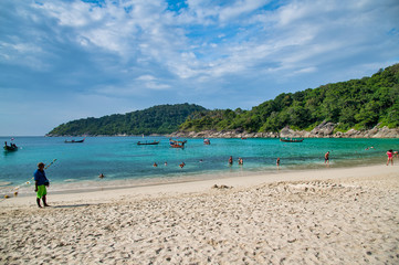 PHUKET, THAILAND - DECEMBER 19, 2019: Beautiful view of Freedom Beach on a sunny day