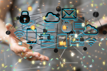 code data concept in hand digital 3d