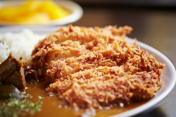 Pork cutlet with curry rice 