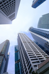 Fototapeta na wymiar low angle view of singapore financial buildings.