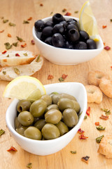 black and green olives