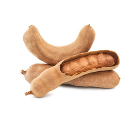 Sweet tamarind, peeled isolated on white background, clipping path