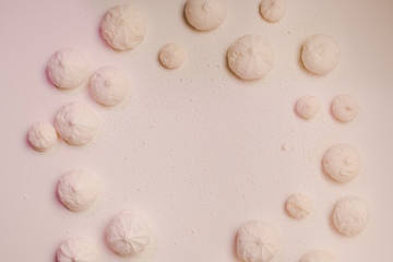 Fototapeta na wymiar Homemade meringues made from whipped egg whites and sugar