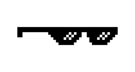 Pixel art black sunglasses isolated on white background