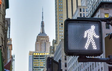 Pedestrian traffic light sign in Midtown Manhattan, New York City