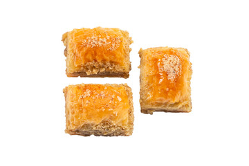 Delicious sweet baklava isolated on white background.