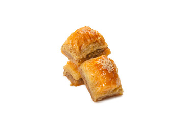 Delicious sweet baklava isolated on white background.