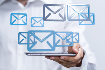 Hand with an email icon 3d
