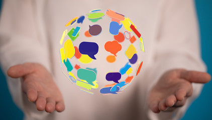 speech bubbles. People Chatting. 3d illustration of a communication concept, relating to feedback 3d