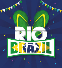 brazil carnival poster with sandals and flag