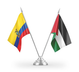 Jordan and Ecuador table flags isolated on white 3D rendering