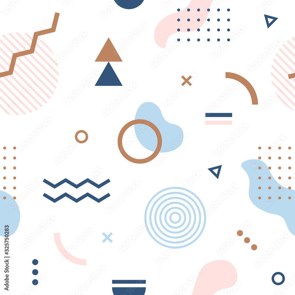 Poster abstract geometric seamless pattern. trendy print in neo memphis. vector design template for printin