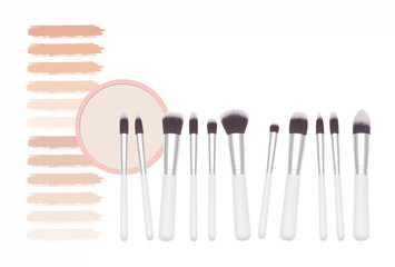 Set of make up foundation and brushes 