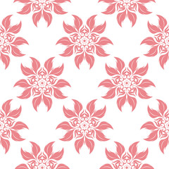 Fototapeta premium Floral seamless pattern. Pink flowers on white background