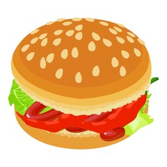 Burger vegetable icon. Isometric illustration of burger vegetable vector icon for web