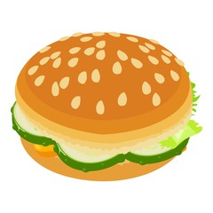 Burger small icon. Isometric illustration of burger small vector icon for web