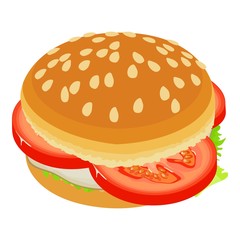 Burger tomato icon. Isometric illustration of burger tomato vector icon for web