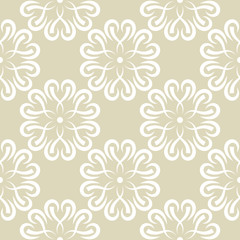 Fototapeta na wymiar Floral seamless pattern. White design on olive green background